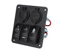 MasYosh Pannello Interruttore a Rocchetto a 3 Switch 12V 24V con Doppio Caricatore USB e Presa Accendisigari, per Camion RV Marine Barca Caccia