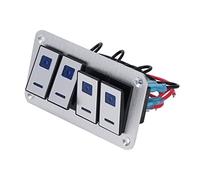 MasYosh Pannello Interruttori a Bilanciere a 4 Bande, Lega di Alluminio SPST ON OFF Retroilluminazione Blu 5 Pin Precablato con Adesivi Fai-da-te, per Auto Autobus Rimorchi UTV