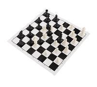 MasYosh Set di Scacchi Standard Internazionale, Gioco di Scacchi Portatile Compatto in Plastica con Scacchiera, per Feste di Intrattenimento per Famiglie All'aperto in Campeggio (In bianco e)