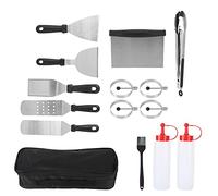 MasYosh Set per Barbecue, Resistente Piastra Antiaderente per Cucinare All'aperto, Adatto per gli Amanti del Barbecue, in Acciaio Inossidabile, per Feste in Giardino e Riunioni di famiglia. (14 pezzi)