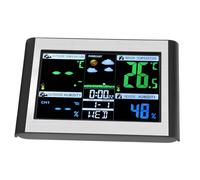 MasYosh Stazione Dell'orologio Meteorologico con Schermo a Colori con Sei Pulsanti Funzionali Che Prevede le Previsioni del Tempo per Uso Domestico Materiale: ABS
