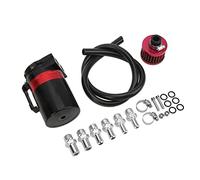 MasYosh Tanica di Raccolta Dell'olio, Doppia Camera in Lega di Alluminio per Impieghi Gravosi con Deflettore Interno e Filtro, per Motore e Applicazione Universale per Auto (Rosso)