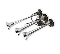 MasYosh Tromba Ad Aria Compressa a 3 Trombe, 6 Melodie Cromata 305 342 385x79mm, con Scheda di Controllo a 6 Tasti, per Camion Club Car Yacht Carrelli Minerari