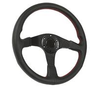 MasYosh Volante, Cuoio in Fibra di Carbonio 350 Mm Nero con Cucitura Rossa, Universale per la Maggior Parte dei Veicoli con Chiavi e Cavi di Collegamento