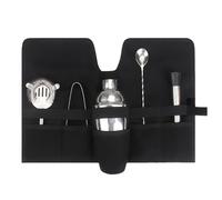 Masyrt Borsa per Barista di Tela Portatile, Set di Mixology a Rotolo Pieghevole Professionale per Campeggio Esterno, Borsa da Bar con Shaker da Cocktail (Nero)