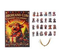 Masyrt Calendario Dell'Avvento della Mucca delle Highland 2025, 24 Pezzi di Ornamenti Natalizi per Bambole della Mucca delle Highland, Divertente Calendario per il Conto Alla Rovescia