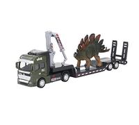 Masyrt Camion giocattolo con dinosauri, rimorchio giocattolo con dinosauri in scala 1:50, modello di camion con dinosauri in lega, set di veicoli per il trasporto di giocattoli per