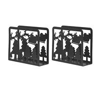 Masyrt Confezione da 2 portatovaglioli, nero, a tema natalizio, in acciaio inox, elettropato, porta tovaglioli da cucina, casa, feste, scarpe natalizie (cresta di Natale alci)