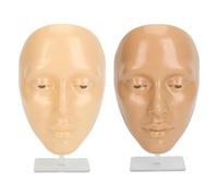 Masyrt Faccia di Manichino per il Trucco in Silicone con Stand, Ottimo per Artisti Emergenti per Padroneggiare Ombretto, Eyeliner e Ciglia False (Faccia di grano giallo)