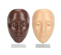 Masyrt Faccia di Manichino per il Trucco in Silicone con Stand, Ottimo per Artisti Emergenti per Padroneggiare Ombretto, Eyeliner e Ciglia False (Faccia bianca nera)