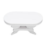 Masyrt Miniatura Teatabile, Tavolino in Legno da Bambola da 1: 12 in Scala, a Forma Ovale Bianca Accessori per Decorazioni per Cavoli, Tavolo da Fine delle Bambole per Oggetti di