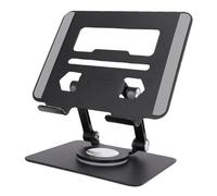 Masyrt Stand da Tablet con Base Rotante a 360 Gradi, Supporto Regolabile Pieghevole per Disegno, Fascia di Supporto Regolabile a Doppia Verga per Compresse Elettroniche da 5,8 a 12,9 (Nero)