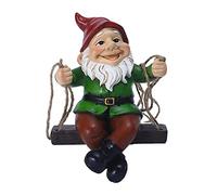Masyrt Statua Gnoma di Gnomo Nano Dipinto a Mano, Ideale per il Collezionista di Prato, Adatto a Giardino o Ufficio, Decorazione Molto Carina con Favoloso Ciondolo per Interno Ed