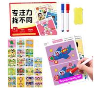 Mat di attività riutilizzabile - Giochi di carta educativa | Cerca e trova 64 pagine e trova il gioco di viaggio per il viaggio | Kindergärtner da viaggio con 2 segni di estinzione a secco per il viag