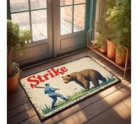 Mat In House - Zerbino vintage con motivo baseball: orso colpisce ancora nel classico sport Artwo Zerbino per porta d'ingresso (65 x 90 cm)