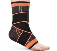 Mata1 - Cavigliera per uomini e donne - Nero/Arancione - Fascia per il piede per fascite plantare, distorsione, tendine d'Achille e tendinite - Manicotto a compressione regolabile