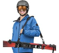 Mata1 - Cinghia per sci e porta bastoncini - Nero - Tracolla regolabile per trasportare sci e bastoncini, comoda con imbracatura imbottita per uomo, donna e bambino