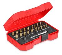 Mata1 - Set di estrattori di viti in titanio per viti rotte e danneggiate - 22 pezzi, argento e oro - Kit di rimozione con punte da trapano, estrattori, estensione per punte e adattatore per bussola