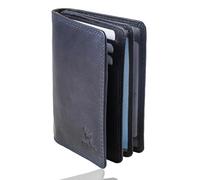 Matador Marca Porta Carte Uomo Pelle #PORTO con Elegante Scatola Regalo, Lusso Portafoglio RFID, Portatessere Uomo Tascabile con Molti Scomparti per Carte in Blu Navy