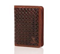 Matador Marca Portacarte Uomo Pelle #PORTO con Elegante Scatola Regalo, Lusso Porta Carte di Credito Anti-Frode, Porta Tessere Uomo con Molti Scomparti per Carte in Intrecciato Marrone
