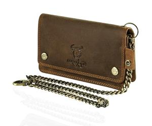 Matador Marca Portafoglio Con Catena Pelle #Dallas, Marrone Cacciatore | Scatola Regalo, Portadocumenti Moto con RFID, Uomo, Molti Scomparti per Carte