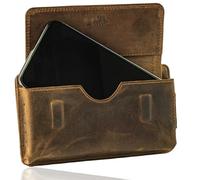 MATADOR Porta Cellulare da Cintura Vera Pelle #BRISBANE Marrone Cacciatore | 2in1, con Tasca con Zip, Nobile Confezione Regalo e RFID, Elegante, Smartphone fino a 6,9 Pollici