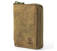 Matador Portafoglio Uomo Grande e Donna Vera Pelle RFID Marrone Hunter Zip | Marrone Hunter: formato grande 13 x 10 x 3 cm, 9 carte, portamonete, gettone carrello e RFID certificato TÜV.