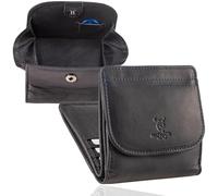 Matador Portafoglio Uomo Piccolo Pelle RFID Portamonete Blu Navy | VIENNA Blu Navy: 9 scomparti carte, 2 tasche banconote, 1 ampio portamonete, RFID testata TÜV, scatola regalo