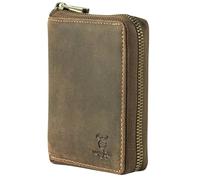 Matador Portamonete Uomo Portafoglio Pelle RFID Zip, Marrone Hunter | Marrone Hunter: portamonete con bottone dentro la zip perimetrale, 7 carte, gettone carrello, RFID TÜV.