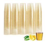 Matana 100 Bicchieri da Shot Plastica Rigida con Glitter Dorati - 60ml