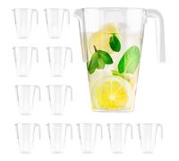 MATANA 12 Brocche in Plastica, Caraffe Trasparenti (1,5L) - Cocktail, Limonata, Punch, Sangria, Birre e Altro - Compleanni, Matrimoni, Natale, Picnic, Barbecue, Feste - Resistenti e Riutilizzabili