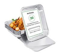 Matana - 20 Grandi Vassoi in Alluminio per Arrostire, Cuocere con Coperchio Facile e Sicuro, Sicuri per il Forno e il Congelatore - 32x26cm (2350ml) - Vassoi per Buffet con Coperchi