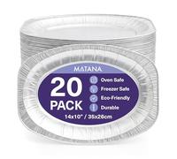 Matana 20 Vassoi da Portata in Alluminio 35x26 cm - Vassoi Usa e Getta per Buffet/Riutilizzabili, Bordi Rialzati e Profondità Extra - Forno e Freezer - Vassoio Alluminio per Feste, Catering, Buffet