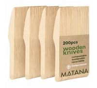 Matana - 200 Coltelli in Legno Ecologici 16 cm - Biodegradabili e Compostabili - Set di Posate in Legno Perfetto per Feste, Matrimoni, Picnic