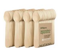 MATANA 200 Cucchiai in Legno 16 cm - Cucchiai Usa e Getta Compostabili & Biodegradabili, 100% Naturali - Dessert, Degustazione, Gelato & Catering - Betulla Liscia senza Schegge