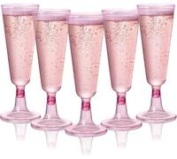Matana - 24 Eleganti Flûte in Plastica Rosa, 150ml - Flûte per Champagne, Calici in Plastica Rosa, Bicchieri per Spumante per Feste, Matrimoni, Addio al Nubilato - Resistenti e Riutilizzabili