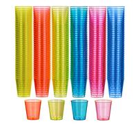 Matana 300 Bicchieri da Shot in Plastica Colorati, 30ml - Reattivo alla Luce Nera/UV - Bicchieri Shottini, Bicchierini Liquore - Resistenti e Riutilizzabili - Compleanni, Matrimoni, Barbecue, Feste