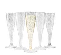 Matana 48 Flute da Champagne in Plastica con Glitter Argento 133ml Bicchieri da