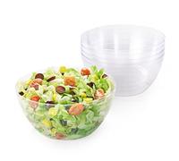 Matana 5 Grandi Ciotole in Plastica Rigida Trasparente, Insalatiere, XL 3500ml - Resistenti e Riutilizzabili - Insalate, Finger Food, Snack e Patatine - Feste, Picnic, Compleanni, Barbecue