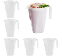 MATANA 6 Brocche in Plastica, Caraffe Bianche (1,5L) - Cocktail, Limonata, Punch, Sangria, Birre e Altro - Compleanni, Matrimoni, Natale, Picnic, Barbecue, Feste - Resistenti e Riutilizzabili