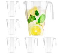 MATANA - 6 Brocche in Plastica, Caraffe Trasparenti (1,5L) - Cocktail, Limonata, Punch, Sangria, Birre e Altro - Compleanni, Matrimoni, Natale, Picnic, Barbecue, Feste - Resistenti e Riutilizzabili
