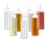 Matana 8 (Grande 500 ml) Flacone Dosatore con Tappi| Trasparente Bottiglia Squeeze di Oliera Plastica, Dispenser Contenitore Olio Salsa Condimento Ketchup Maionese| a Prova di Perdite e Senza BPA