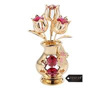 Matashi 24K Gold Plated Flowers In A Vase Table Top Ornament With Clear-Cut Crystals by Matashi