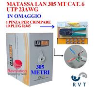 BOBINA CAVO LAN CAT 6 UTP 305 METRI PVC BIANCO ETHERNET VIDEOSORVEGLIANZA