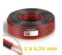 MATASSA CAVO AUDIO PIATTINA 100 MT. 2x0,75 mm BOBINA CCA rosso nero ALTOPARLANTI