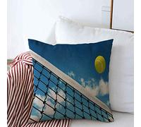 Match Tennis Ball Over Net Sky Play Sports Textures Recreation Action Flying Cloud Competition Macro Copricuscino Traspirante Copricuscini Decorative Federe Cuscini per Casa Divano 45X45Cm