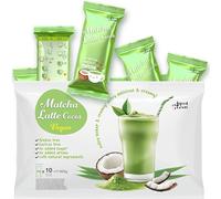 Matcha Cocos Latte Mix - Senza zuccheri aggiunti | Matcha & noce di cocco| Leggermente dolcificato con stevia | Bustine monodose (10x40g) | Latte naturale e cremoso (400g)