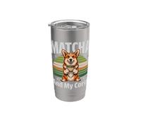 Matcha e il mio amante del tè Matcha Corgi Bicchiere termico in acciaio inox doppia parete