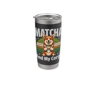 Matcha e il mio amante del tè Matcha Corgi Bicchiere termico in acciaio inox doppia parete