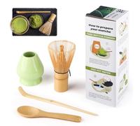 Matcha Kit 4 pezzi Matcha Set, Kit Matcha, include frusta Matcha in bambù, cucchiaio tradizionale, cucchiaio da tè, supporto per frusta Matcha, il set perfetto per preparare una tazza, verde
